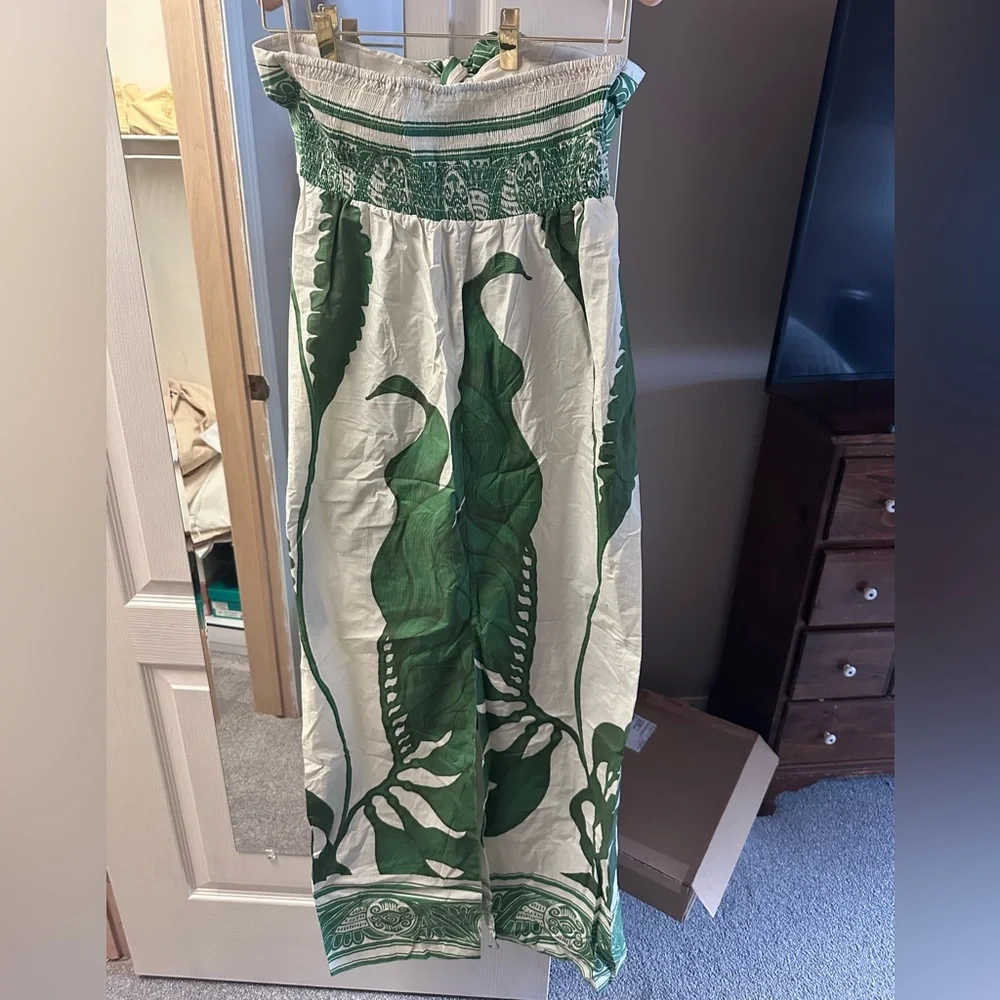 Johanna Ortiz Green and White Strapless Maxi Dress - Picture 5 of 9